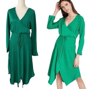 NWT Cushnie Emerald Green Faux Wrap Dress